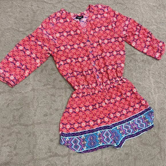 Tolani Women’s XS Silk Romper and Swim Coverup; 4 front Buttons - Picture 5 of 11